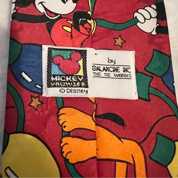 Vintage Disney Mickey Mouse & Goofy Christmas 100% Silk Neck Tie Balancine Inc - Picture 6 of 8